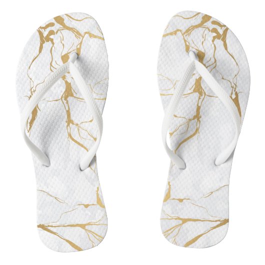 Wit en goud gemarmerd teenslippers (Voetbed)
