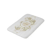 Wit en Goud Glitter Girly Bloemen Lijst Badmat (Gekanteld)