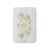 Wit en Goud Glitter Girly Bloemen Lijst Badmat (Voorkant Verticaal)