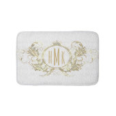 Wit en Goud Glitter Girly Bloemen Lijst Badmat (Voorkant)
