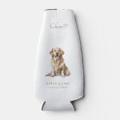 Wit en goud juichen!!! Custom Pet Wedding Flesjeskoeler (Voorkant)