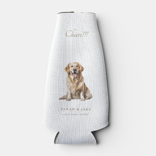 Wit en goud juichen!!! Custom Pet Wedding Flesjeskoeler (Voorkant)