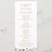 wit en goud magnolia floral bruiloft programma (Achterkant)