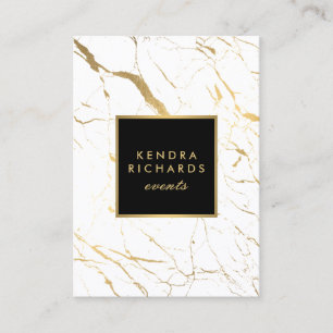 Wit en Goud Marmeren Evenementenplanner Groot Visitekaartje