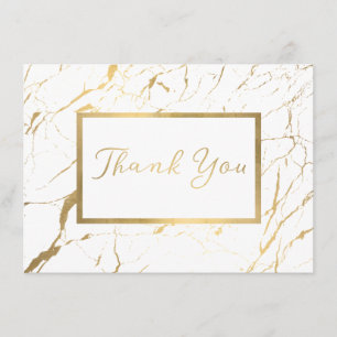 Wit en Goud Marmeren Ontwerper Dank u Kaart