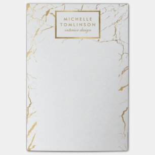Wit en Goud Marmeren Ontwerper Post-it® Notes