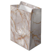 Wit en Goud Marmeren Textuur Gift Bag Medium Cadeauzakje (Voorkant Gekanteld)