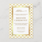 Wit en goud Marokkaans Quatrefoil Moslim Mehndi Informatiekaartje (Voorkant)