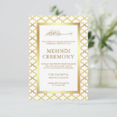 Wit en goud Marokkaans Quatrefoil Moslim Mehndi Informatiekaartje (Staand voorkant)