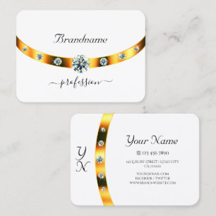 Wit en Goud met Monogram Diamanten Professioneel Visitekaartje