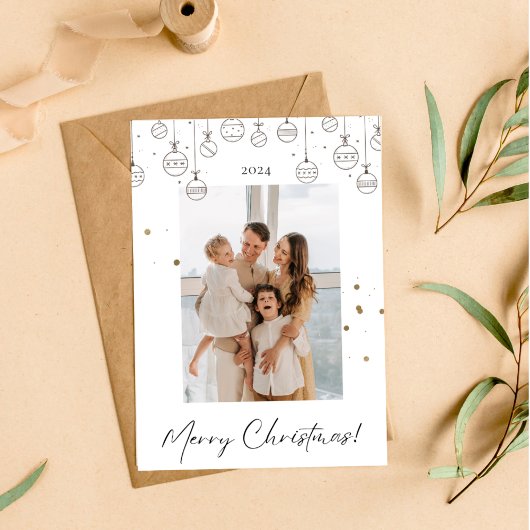 Wit en Goud Minimalistische Kerst Kaart