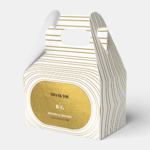 Wit en goud Modern minimalistische wapenweddenscha Bedankdoosjes