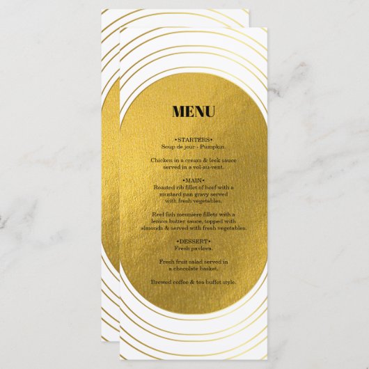 Wit en goud Modern minimalistische wapenweddenscha Menu (Voorkant / Achterkant)