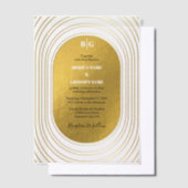 Wit en goud Modern minimalistische wapenweddenscha Vellum Uitnodigingen (Offset)
