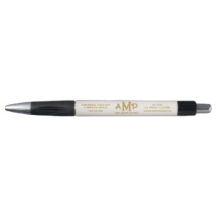 Wit en Goud Monogram Zakelijk Logo Pen