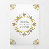 Wit en Goud Traditionele Mandala Indiase bruiloft Drieluik Uitnodiging (Cover)