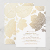 Wit en Goud verlaat Herfst Engagement Party Kaart (Voorkant / Achterkant)