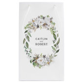 Wit en Goud Waterverf Bloemen Bruiloft Klein Cadeauzakje (Achterkant)