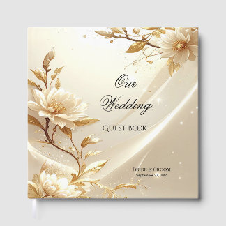 Wit en Gouden Bloemen Gastboek Gastenboek