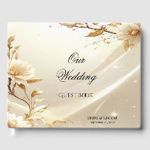 Wit en Gouden Bloemen Gastboek