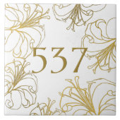 Wit en gouden boho decoratieve huisnummerschild tegeltje (Voorkant)