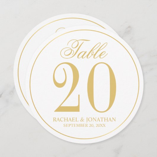 Wit en gouden bruiloft Kaart (Voorkant / Achterkant)