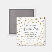 Wit en Gouden Folie Bruiloft Save the Date Magnets Magneet (Voorkant / Achterkant)