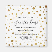 Wit en Gouden Folie Bruiloft Save the Date Magnets Magneet (Voorkant)