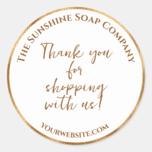 Wit en gouden folie dank u voor het winkelen met o ronde sticker