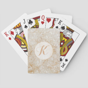 Wit en gouden glansmonogram pokerkaarten