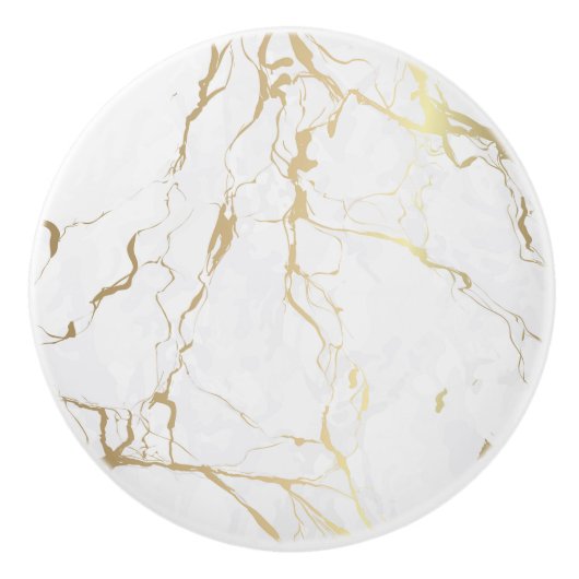Wit en gouden marmeren textuur afbeelding keramische knop (Voorkant)