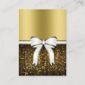 Wit- en gouden ribbon bruiloft informatiekaartje (Achterkant)