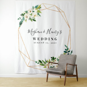 Wit En Gouden Trouwachtergrond, Fotohokje Prop Wandkleed