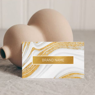 Wit en Goudfolie Abstracte Custom Logo Visitekaartje