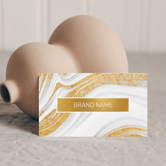 Wit en Goudfolie Abstracte Custom Logo Visitekaartje