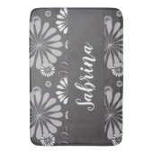 Wit en grijs bloemmotief badmat (Voorkant Verticaal)