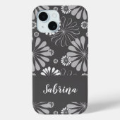 Wit en grijs bloemmotief Case-Mate iPhone case (Achterkant)