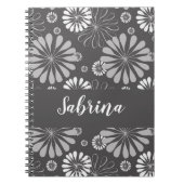 Wit en grijs bloemmotief notitieboek (Voorkant)