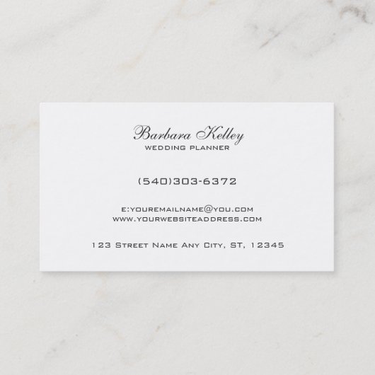 Wit en grijs bruiloft paard & koets visitekaartje (Achterkant)