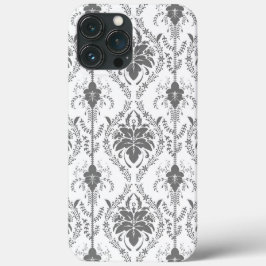 Wit en grijs Damask openwerkpatroon iPhone 13 Pro Max Hoesje