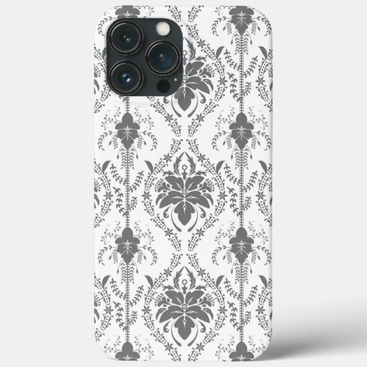 Wit en grijs Damask openwerkpatroon Case-Mate iPhone Case (Achterkant)