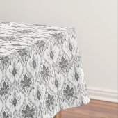 Wit en grijs Damask openwerkpatroon Tafelkleed (Voorbeeld)