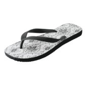 Wit en grijs Damask openwerkpatroon Teenslippers (Schuin)