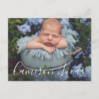 Wit en grijs Manuscript Calligrafie Kollage geboor Aankondigingskaart