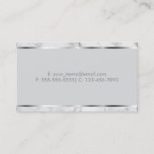 Wit en grijs marmer en metallisch zilverontwerp visitekaartje (Achterkant)