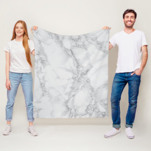 Wit en Grijs Marmeren Ontwerp Fleece Deken