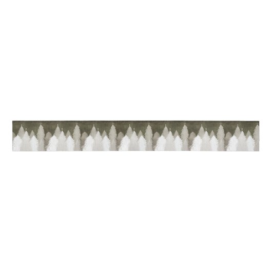 Wit en grijs met sneeuw bedekte pijnbomen Chalkboa Grosgrain Lint (Voorkant)
