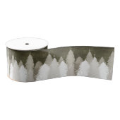 Wit en grijs met sneeuw bedekte pijnbomen Chalkboa Grosgrain Lint (Spoel)