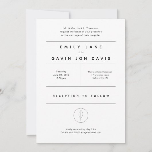 Wit en grijs Moderne Minimale Weddenschap Kaart (Voorkant)