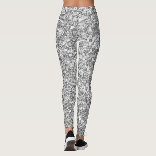 Wit en grijs mozaïek glitter leggings (Achterkant)